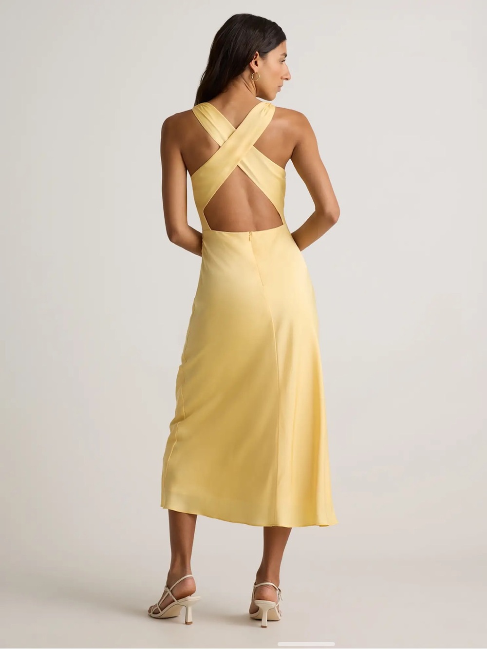 Quince Pale Yellow Cowl Neck Midi Dress - Picture 2 of 3